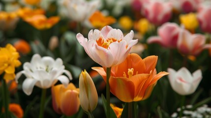 Vibrant spring garden scene.