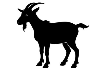  Beautiful domestic animal goat silhouette black icon vector art illustration