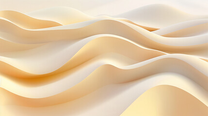 Abstract waves of cream and beige fabric flowing in gentle curves, creating a soft and luxurious texture in a minimalistic design.