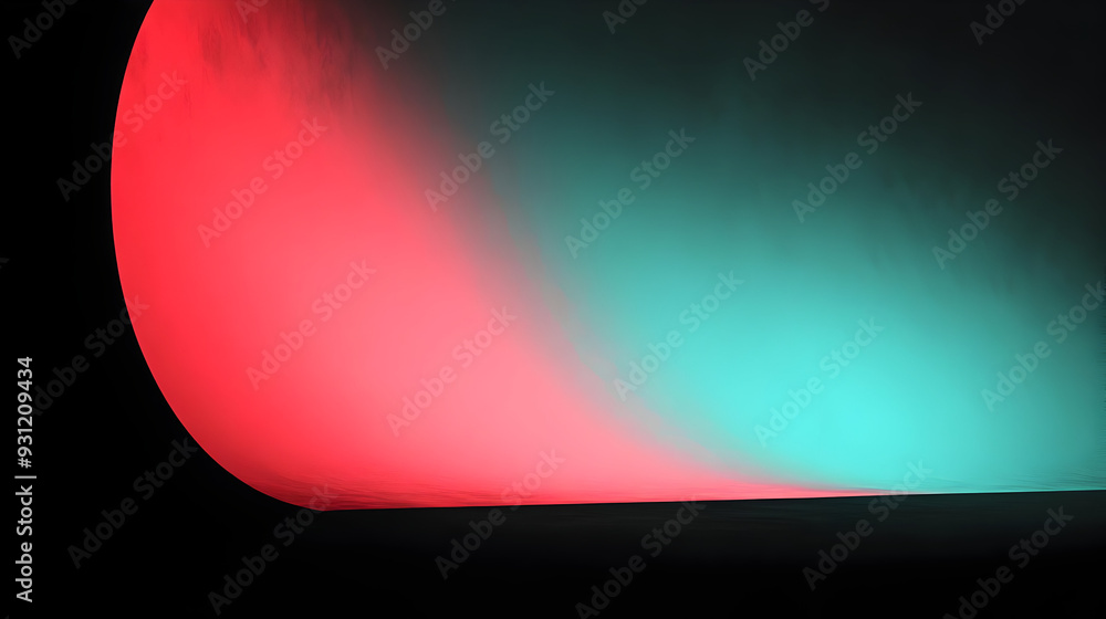 Poster abstract gradient of red and teal colors creating a serene atmosphere.