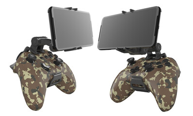 Set of mobile game controllers designed for a truly immersive and engaging gaming experience on the go isolated on white background with clipping path