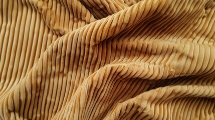 Warm, durable corduroy fabric with ribbed textures and earthy tones, ideal for background or design.