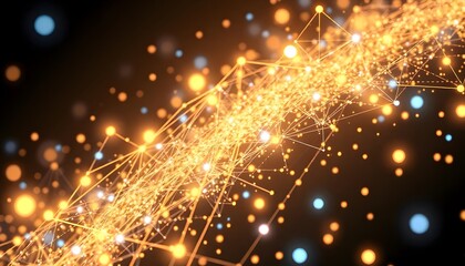 Fototapeta premium Glowing orange and yellow lights with a blurred background, creating a warm and festive atmosphere