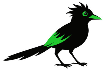 Beautiful green jay bird silhouette black icon vector art illustration 