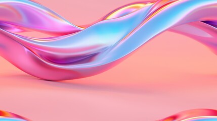 Vibrant 3D ribbons with smooth curves and dynamic motion, abstract background in elegant digital art style