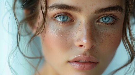 Fototapeta premium Beautiful young woman with perfect skin. Natural beauty, cosmetics, skin care concept. Closeup