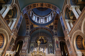 Interior view of the Holy Metropolitan Church of the Annunciation in Athens-Greece 