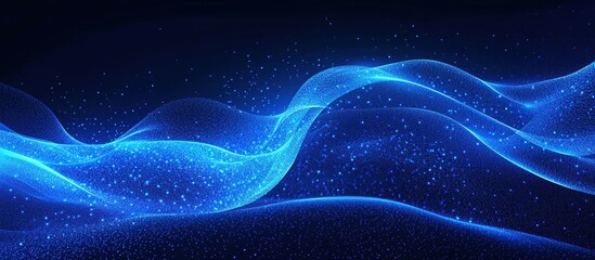 Abstract Blue Wave with Glowing Particles. Futuristic technology concept. AI generated image