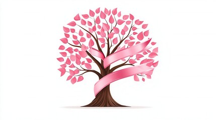 Pink Ribbon Tree of Life Tree with pink ribbons as leaves