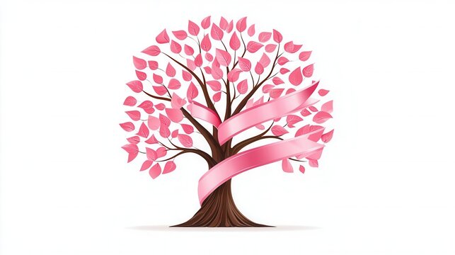 Pink Ribbon Tree of Life Tree with pink ribbons as leaves