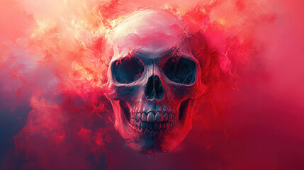 Stylized or abstract skull illustrations, blending modern art techniques and creative designs.