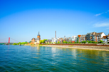 View of the landscape and the city on the Rhine near Emmerich am Rhein.
