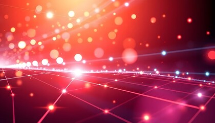 Obraz premium Colorful abstract background with glowing lines and bokeh lights, creating a futuristic and dynamic atmosphere