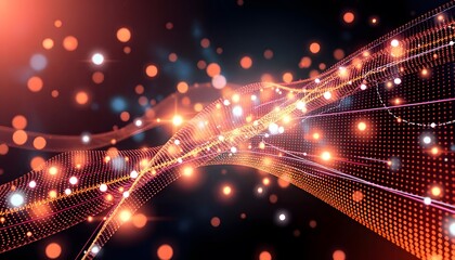 Colorful abstract background with glowing lines and bokeh lights, creating a futuristic and dynamic atmosphere