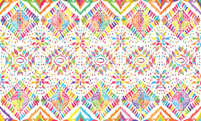 Abstract Ikat seamless pattern, perfect for ethnic-themed backgrounds, curtains, carpets, wallpapers, clothing, and decorations. Ideal for wrapping paper, batik,greeting cards, printing,creative uses.