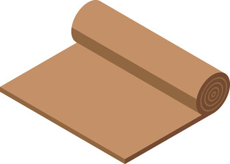 Isometric icon representing rolled up yoga mat, essential fitness accessory for comfortable and safe exercising