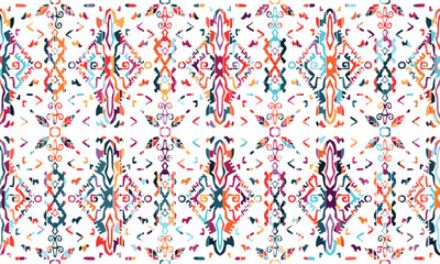 Abstract Ikat seamless pattern, perfect for ethnic-themed backgrounds, curtains, carpets, wallpapers, clothing, and decorations. Ideal for wrapping paper, batik,greeting cards, printing,creative uses.