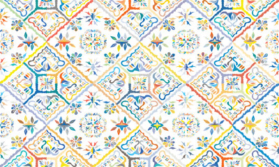 Abstract Ikat seamless pattern, perfect for ethnic-themed backgrounds, curtains, carpets, wallpapers, clothing, and decorations. Ideal for wrapping paper, batik,greeting cards, printing,creative uses.