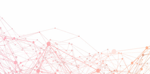 Abstract digital background of points and lines. abstract technology Network nodes with polygonal shapes pink Vector background. Modern technology concept network connects, data structure design.	
