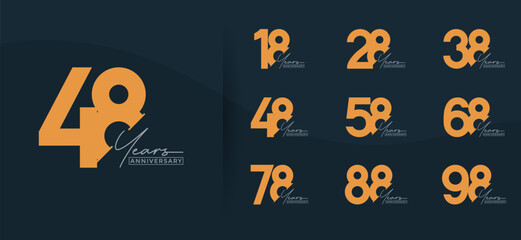 anniversary logo style set with orange color can be use for celebration moment