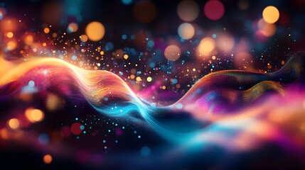 Multi-colored data patterns creating a vibrant abstract design on a dark background