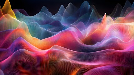 Fototapeta premium Abstract waveforms of data in vibrant colors creating a digital landscape