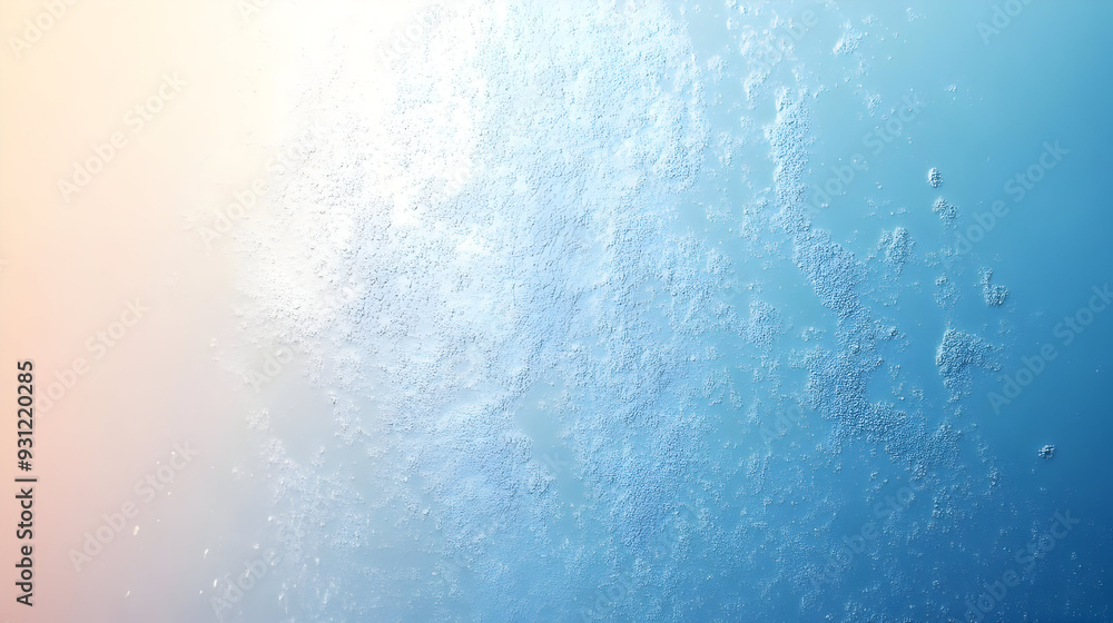 Poster abstract image of bubbles rising in a gradient blue background.