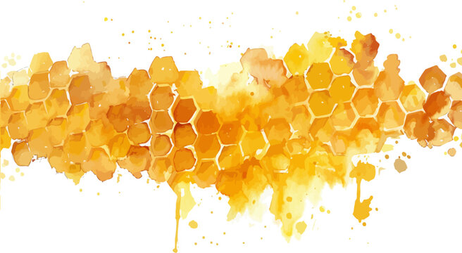 Honey Comb Watercolor Background Vector Illustration.