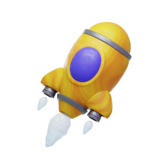 orange rocket 3d illustration