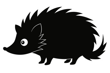 Beautiful hedgehog silhouette black icon vector art illustration