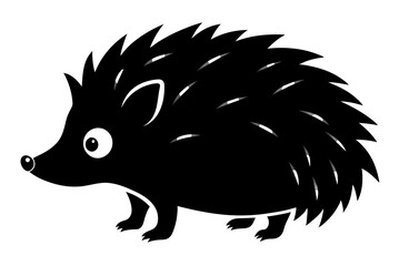 Beautiful hedgehog silhouette black icon vector art illustration