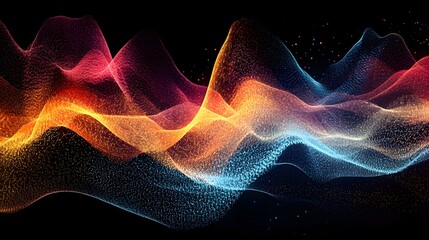 Fototapeta premium Flowing streams of data represented by abstract waveforms in a dynamic design