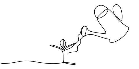 Watering Can and Flower, Watering can that waters plants line icon. Editable Stroke, people doing housework by watering plants, Watering can that waters plants © Line emotion