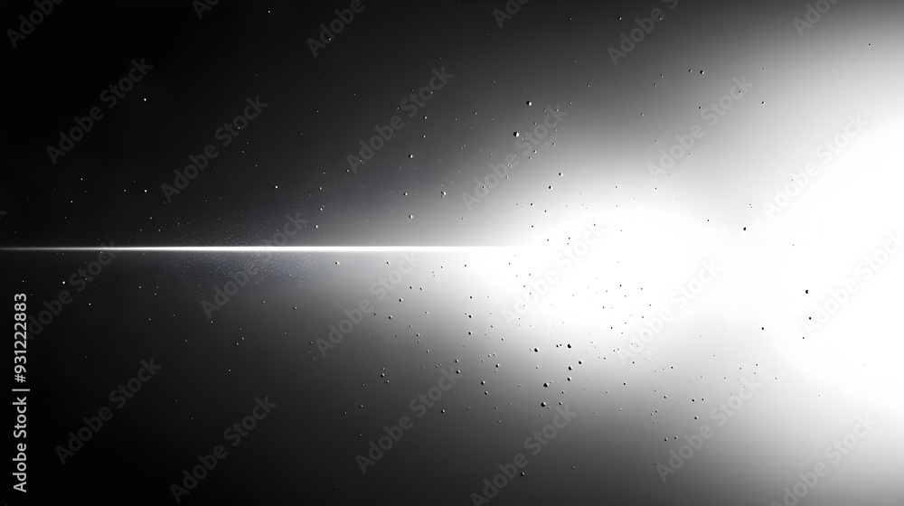 Poster abstract monochrome image with light and particles.