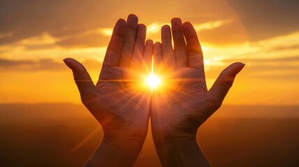 Hands Reaching for the Sunset