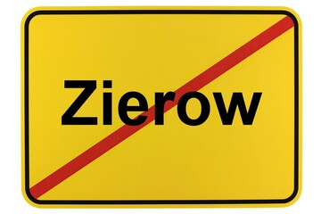 Obraz premium Illustration eines Ortsausgangsschildes von Zierow in Mecklenburg-Vorpommern
