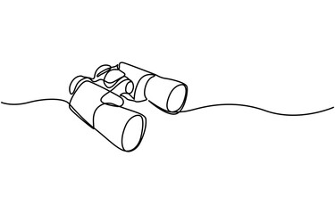 Continuous single one line of binoculars. Vector illustration, binocular continuous single line drawing. Vector illustration, Binoculars Line Icon. Editable Stroke, The binoculars are drawn