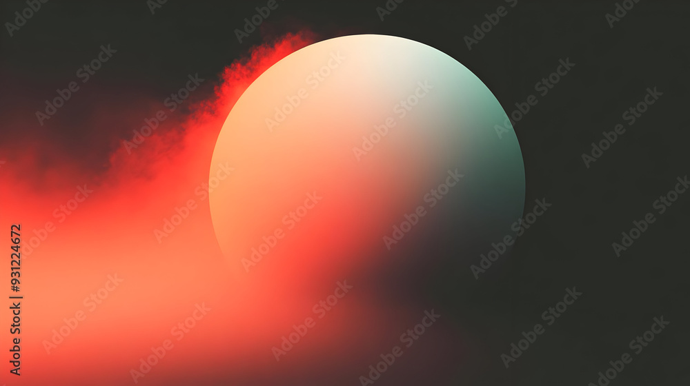 Poster abstract representation of a celestial body with atmospheric effects.