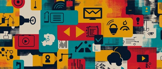 Digital asset icons featuring modern technology elements, Generative AI