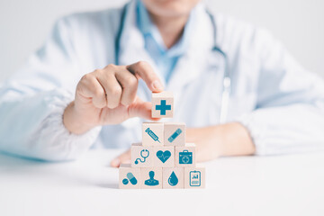 Doctor explains concept of disease management and insurance coverage to person, highlighting...
