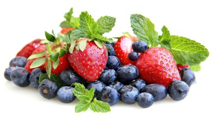 Fresh and Juicy Strawberries and Blueberries