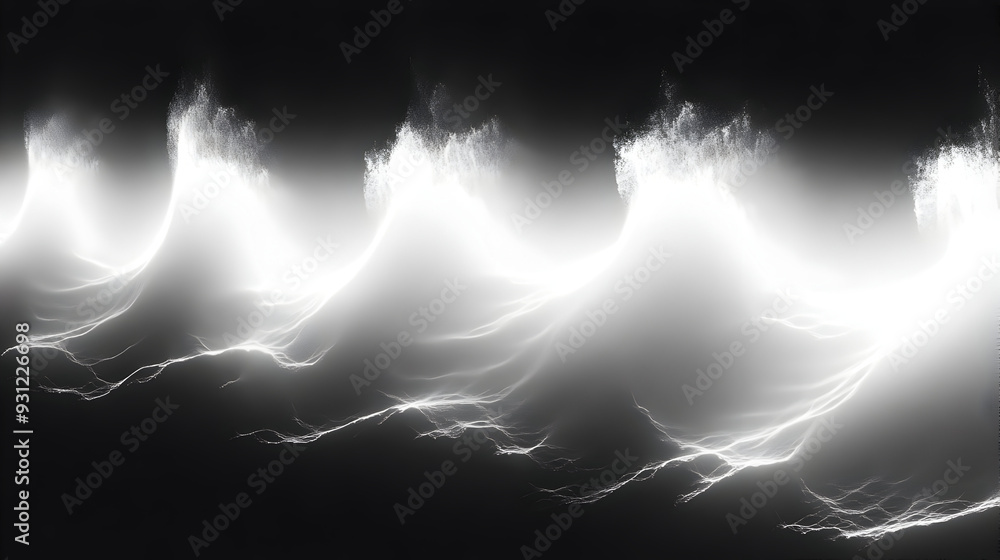 Poster abstract representation of waves with lightning-like effects.