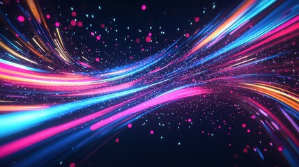 Fototapeta premium Dynamic Abstract Speed Lines in Vibrant Colors on Dark Blue Background