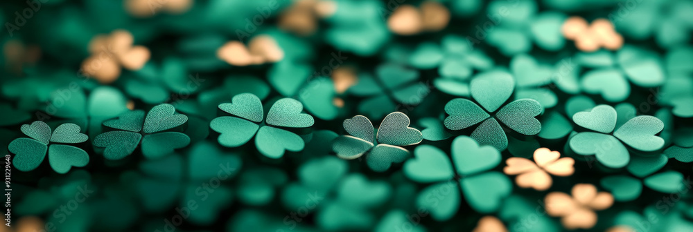Poster dark emerald green and gold tones with subtle shamrock silhouettes in the background ideal for st pa