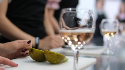 pears and wine. master class on cooking pears with glass of wine
