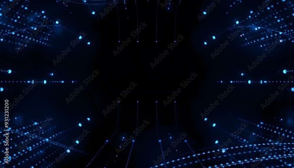 Poster a futuristic digital data with a glowing blue sphere and a network of interconnected lines and point