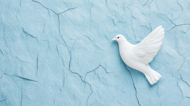 Rough grainy stone texture in light blue and white tones for International Peace Day subtle cracks forming a dove shape soft texture adds calmness and serenity to the image  - Powered by Adobe