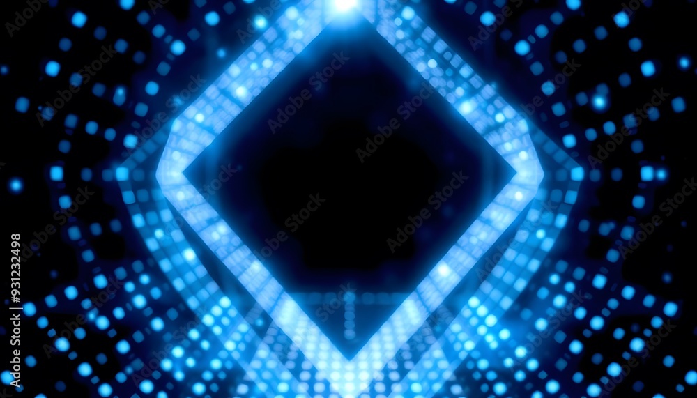 Poster a futuristic, abstract background with a grid of glowing blue lines and dots, creating a sense of de