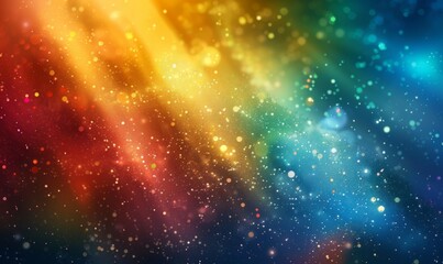 Fiery background overlays sparkling rainbow colors