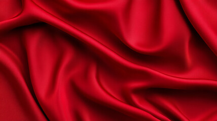 Obraz premium Velvet red cloth with elegant curves and folds reminiscent of rich holiday decor subtle gold accents luxurious fabric texture abstract background for Christmas themes 